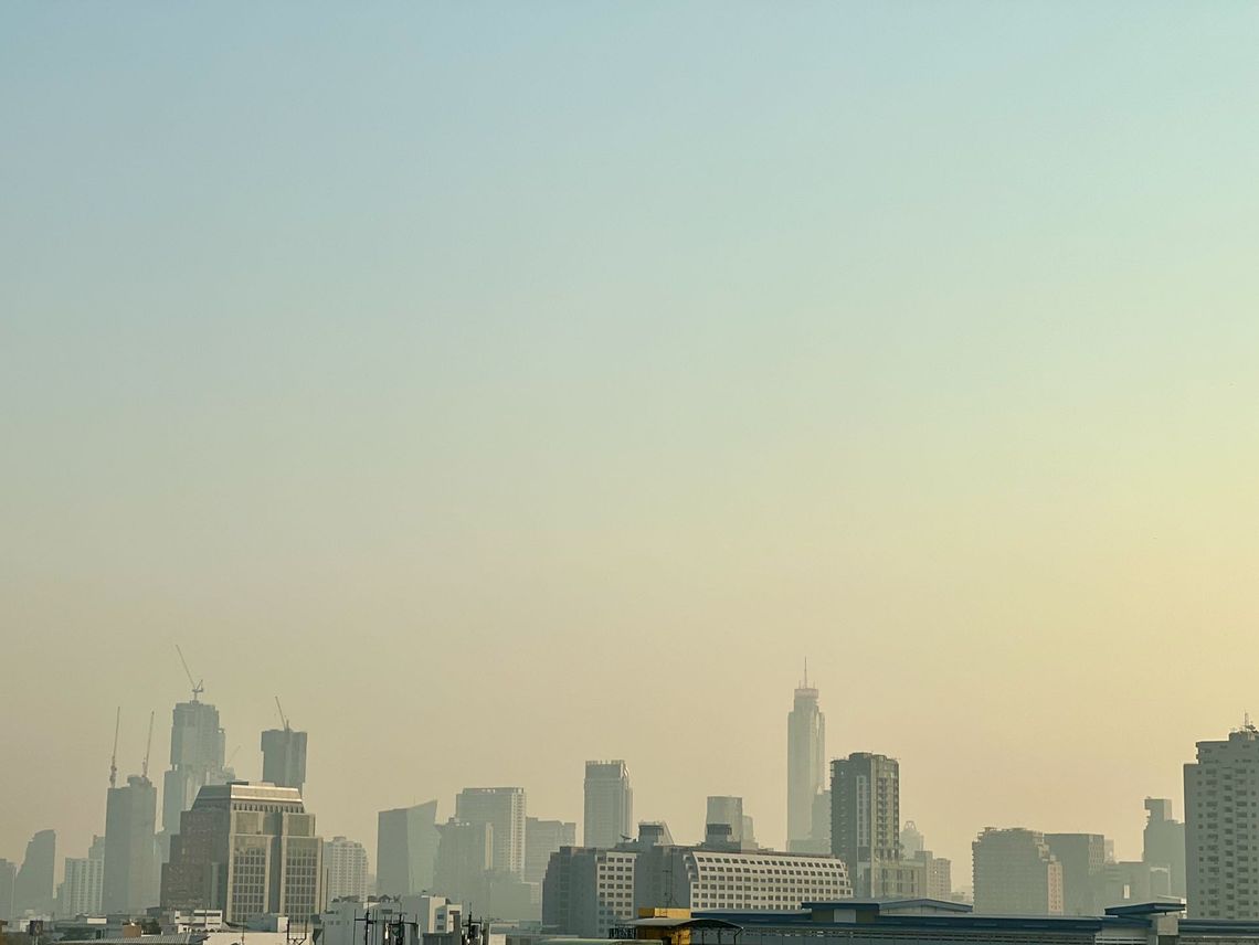 Skyline de Bangkok depuis Chinatown, janvier 2022